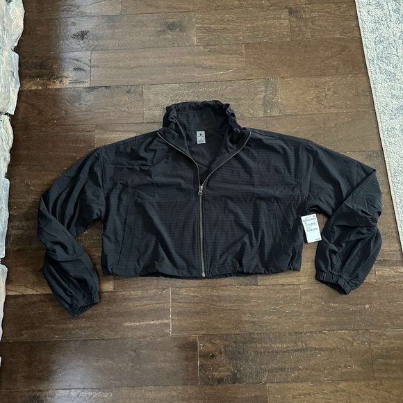 Spiritual Gangster-Cropped Zip Woven Active Jacket-Black size M-NWT-Retail $158 - Picture 4 of 11